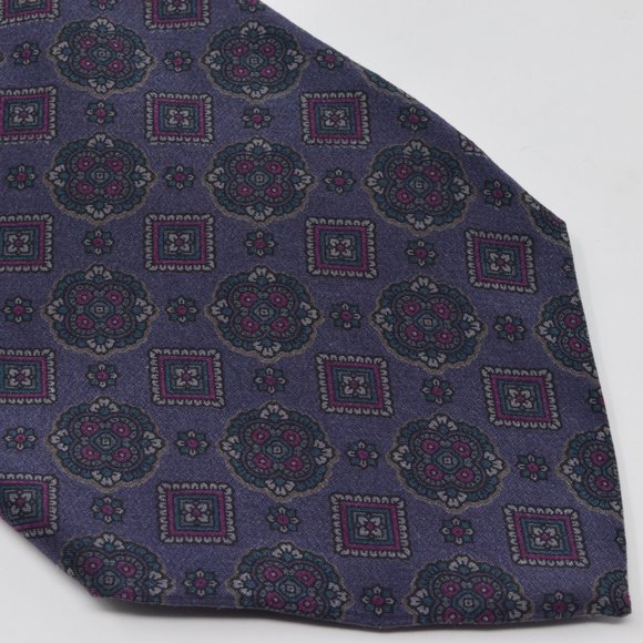 Lanvin 100% Silk Neck Tie Italy Purple Pattern - Picture 1 of 9